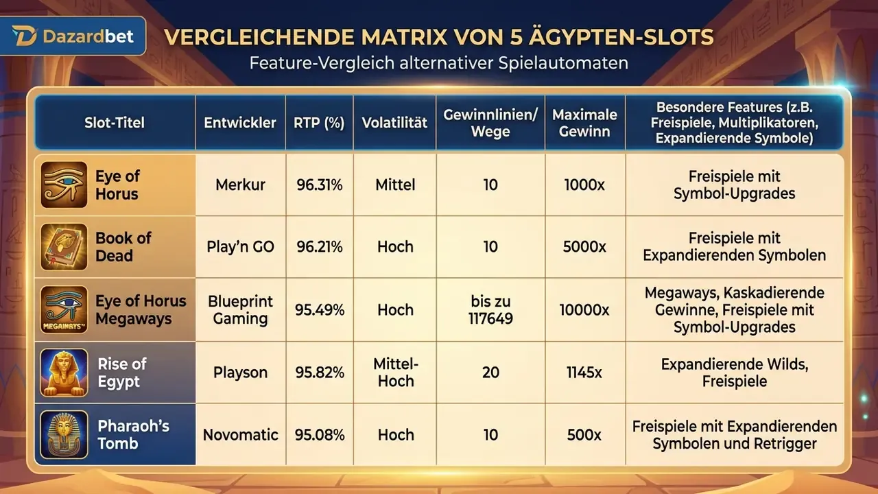 Eye of Horus Alternativen Vergleich Matrix