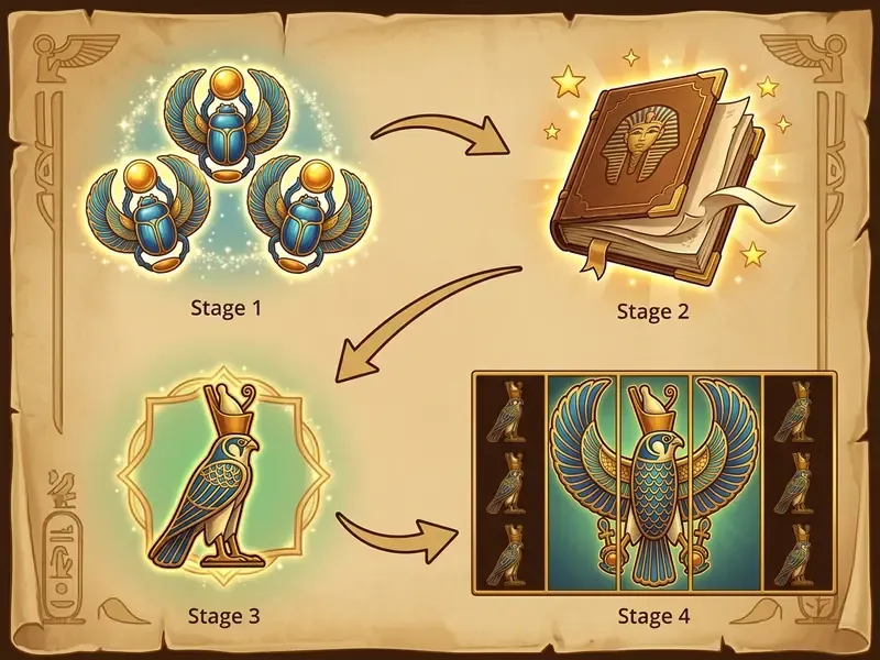 Infografik zur Freispiel-Mechanik bei Book of Ra mit Zufallsauswahl des Spezialsymbols